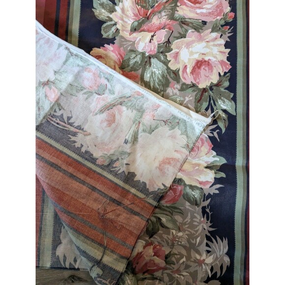 3 Yards 5th Avenue Designs Blue Red Stripe Floral Drapery Decorator Fabric - Picture 7 of 7